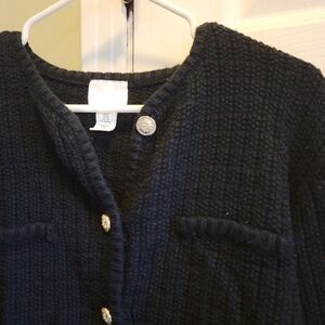 Elegant Black Women's H&M Cardigan With Gold Buttons
